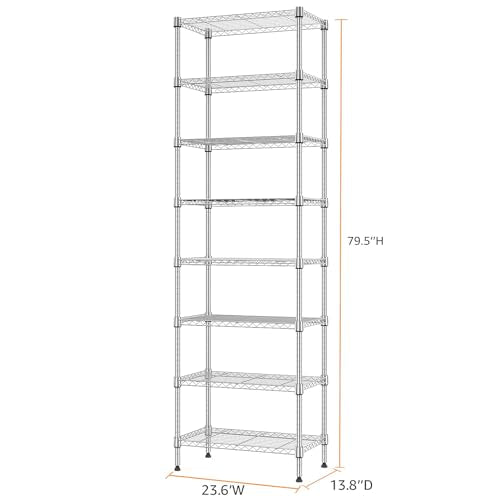 8 Tier 2000 lbs Storage Rack Metal Wire Shelving Unit (8 Count)