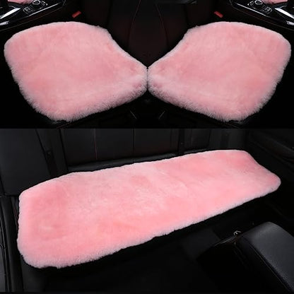 Pink Genuine Sheepskin Car Rear Seat Cover for Fuzzy Back Cushion
