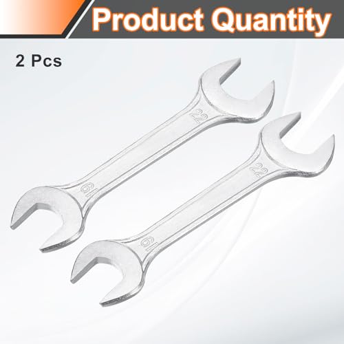 2pcs Double Open End Wrench 19mm x 22mm Metric 15 Degree Offset Angle Small Flat Head Wrench Galvanizing Open Ended Spanner for Automotive Repair Furniture Assembly (2 Count)