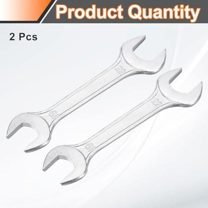 2pcs Double Open End Wrench 19mm x 22mm Metric 15 Degree Offset Angle Small Flat Head Wrench Galvanizing Open Ended Spanner for Automotive Repair Furniture Assembly (2 Count)