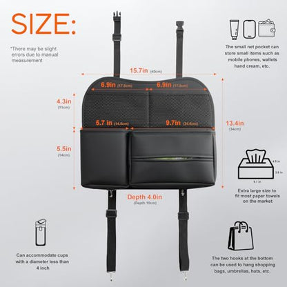 Multifunctional Car Seat Back Organizer with Large Tissue Box Holder