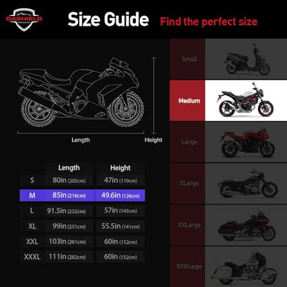 Ultimum Series Motorcycle Cover Waterproof All Weather Protection Universal Heavy Duty Night Reflector with Lock