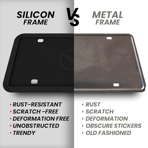 Black Silicone License Plate Frames 2 Pack