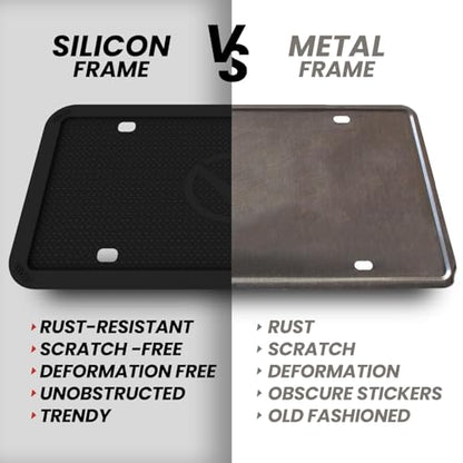 Black Silicone License Plate Frames 2 Pack