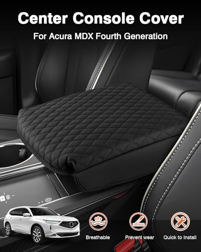Custom Fit for Center Console Cover Acura MDX 2022 2023 2024 2025 2026 Accessories Armrest Cover Center Console Pad PU Leather Armrest Seat Box Cover Protector Anti
