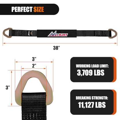 2" x 38" Axle Tie Down Straps with D (4 Count)