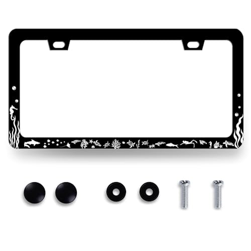 Stainless Steel Cute Fish Animal Turtles License Plate Frame 12.3 x 6.3 in