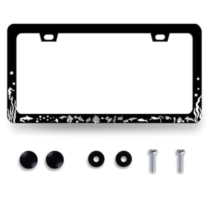 Stainless Steel Cute Fish Animal Turtles License Plate Frame 12.3 x 6.3 in