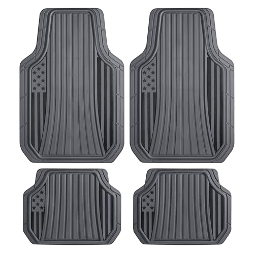 MotorTrend Black Flag Rubber Floor Mats