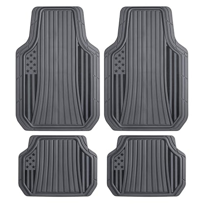 MotorTrend Black Flag Rubber Floor Mats