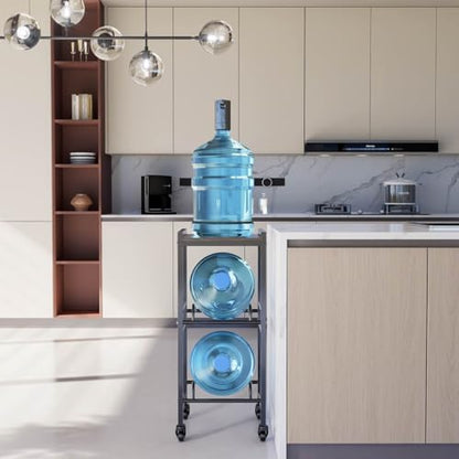 2 Tiers Water Rack Top Storage Shelf with 4 Wheels