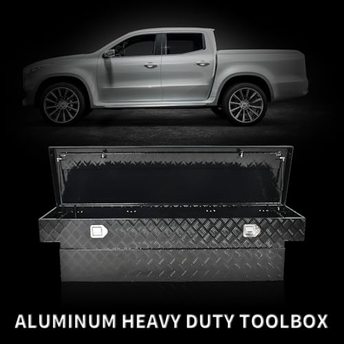 69 Inch Heavy Duty Aluminum Tool Box Wide Utility Trailer Stripes Plated