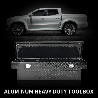 69 Inch Heavy Duty Aluminum Tool Box Wide Utility Trailer Stripes Plated