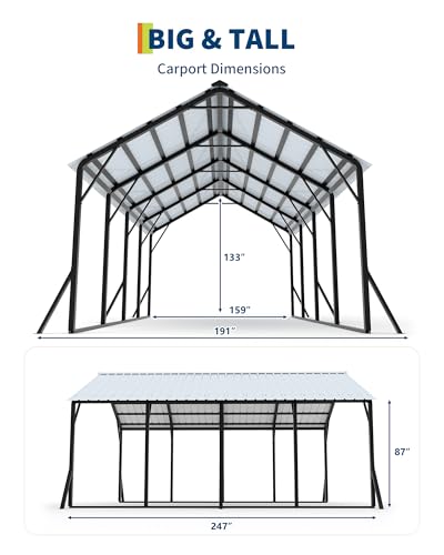 13x21x11 ft Metal Carport Kit
