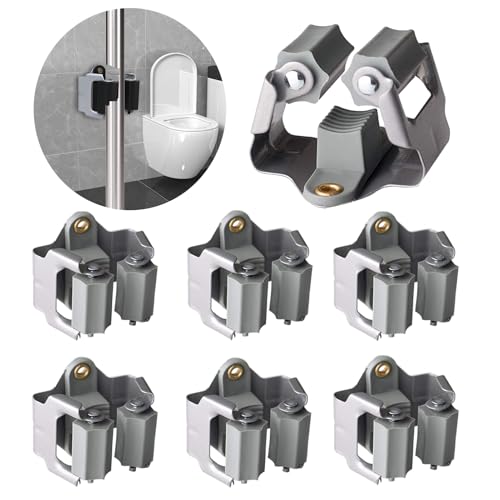 Mop and Broom Holder Wall Mount 6 Pack (6 Count)