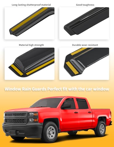 Window Visors Rain Guards for Chevy Silverado (4 Count)