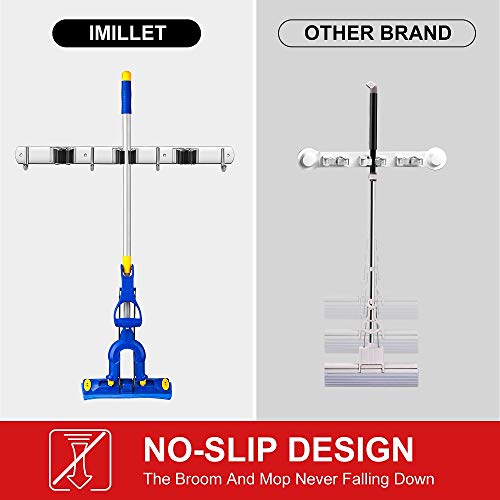 2 Pack Broom Holder Wall Mount Stainless Steel Mop Organizer (2 Count)