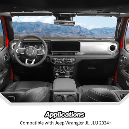 2pcs for 2024+ Jeep Wrangler JL Silver Interior Accessories Center Console Dash Panel Cover Trim Overlay
