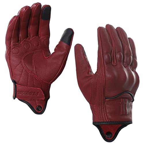 Womens Full Finger Touch Motorcycle Gloves GL016 Oxblood XL