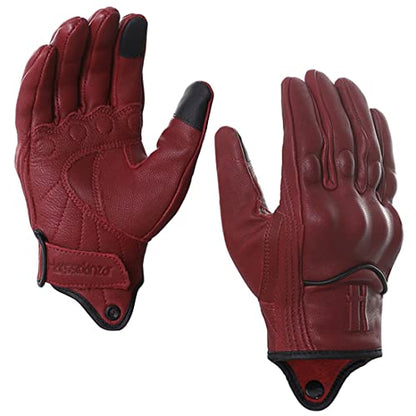 Womens Full Finger Touch Motorcycle Gloves GL016 Oxblood XL