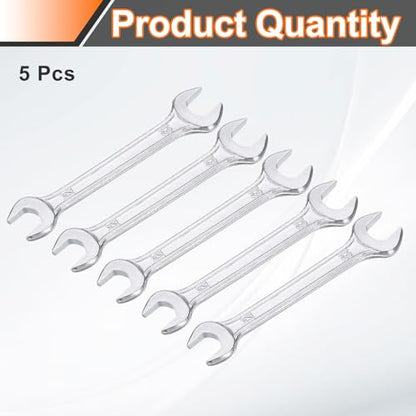 5pcs Double Open End Wrench 12mm x 13mm Metric 15 Degree Offset Angle Small Flat Head Wrench Galvanizing Open Ended Spanner for Automotive Repair Furniture Assembly (5 Count)