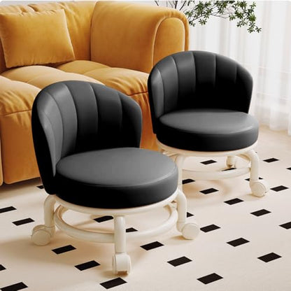 Low Rolling Stool with Backrest