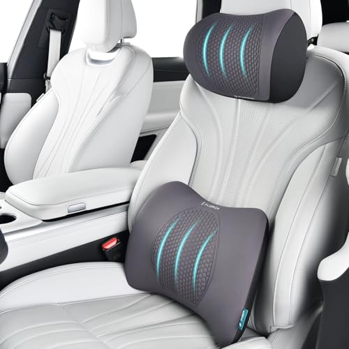 Lumbar Support with Car headrest Back Pillow for Chair Headrest Pillow with Gel Memory Foam Massage Point Memory Foam Back Pillow for Office Chair