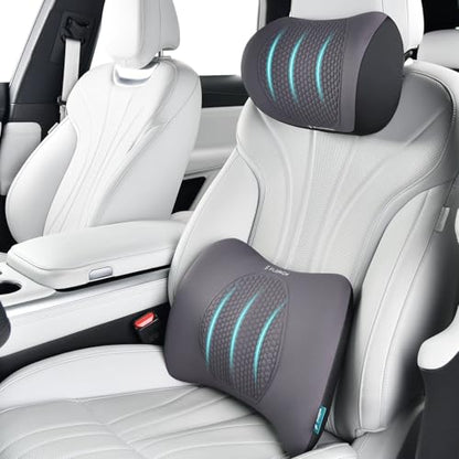 Lumbar Support with Car headrest Back Pillow for Chair Headrest Pillow with Gel Memory Foam Massage Point Memory Foam Back Pillow for Office Chair