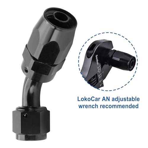 Swivel 6AN Fitting 45 Degree For CPE Braided Hose End Black 2Pcs (2 Count)