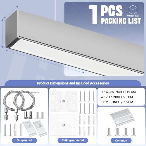 Silver 4FT 1Pack LED Linear Lights 50