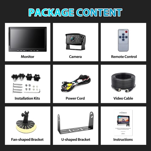 10" HD 1080P Wired Backup Camera with 10" Dual Split Screen Monitor
