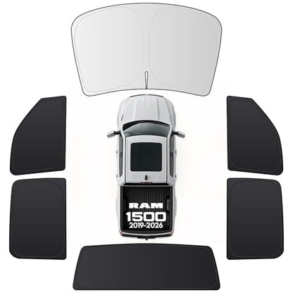 2026 6PC Full Set Window Sunshade for Dodge Ram 1500 2019 (6 Count)