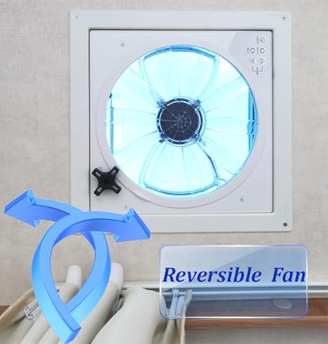 12V RV Roof Fan Vent 14'' 10 Speed Reversible Manual Lift