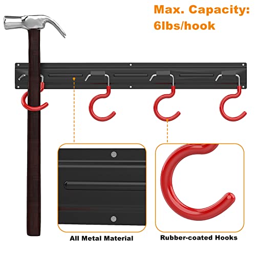 All Metal 64 inch Wall Mount Garden Tool Organizer for Garage