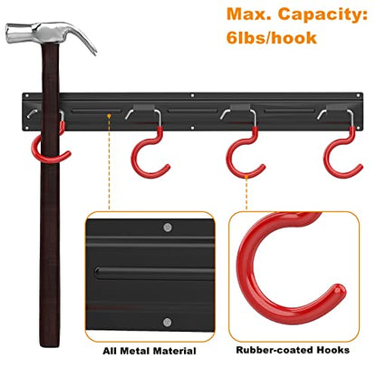 All Metal 64 inch Wall Mount Garden Tool Organizer for Garage