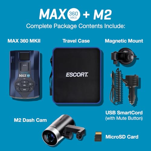 MAX 360 MKII Radar and Laser Detector & Escort M2 Smart Dash Cam (2 Count)