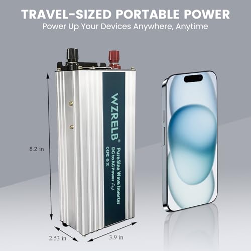 800W Pure Sine Wave Inverter 12V DC to 110V 120V AC Power Converter with LED Display