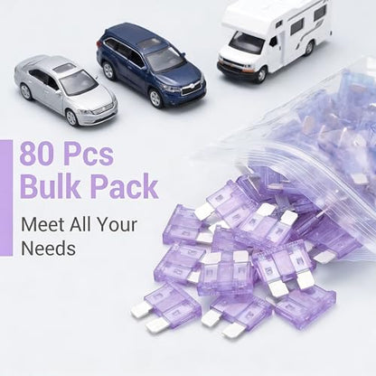 80Pcs) 35 Amp Standard Fuse, 35A Car Blade Fuses for Car/RV/Truck/SUV/Motorcycle/Boat (80 Count)