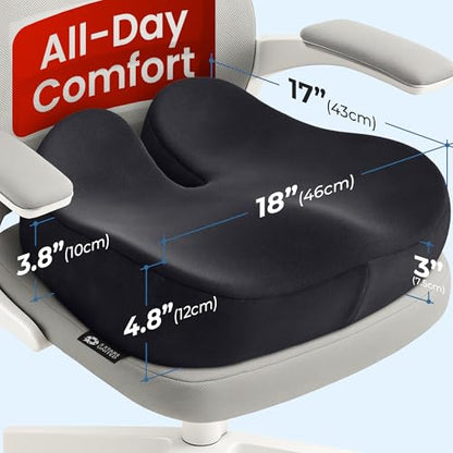 Seat Cushion Memory Foam Chair Cushion for Tailbone Pain Relief
