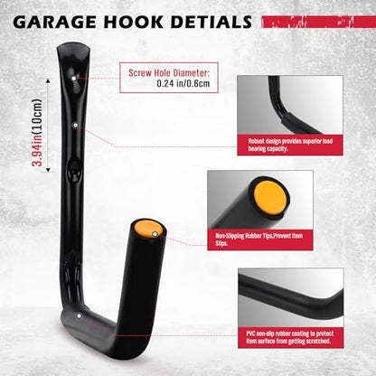 4 Piece 15" 100 Lbs Heavy Duty Garage Storage Hooks (4 Count)