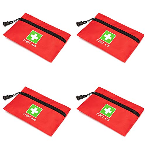 Red Emergency First Aid Bag Small Empty Travel Rescue Pouch First Responder Storage Medicine Pocket Bags for Car Home Office Kitchen Sport Ourdoors Bag Only