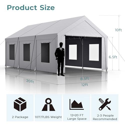 Carport 12x20 ft Heavy Duty