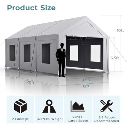 Carport 12x20 ft Heavy Duty