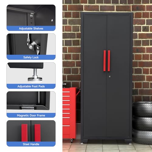 75 inch Metal Garage Storage Cabinet with 4 Adjustable Shelves