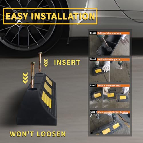Heavy Duty Rubber Parking Stopper 2 Pack (2 Count)