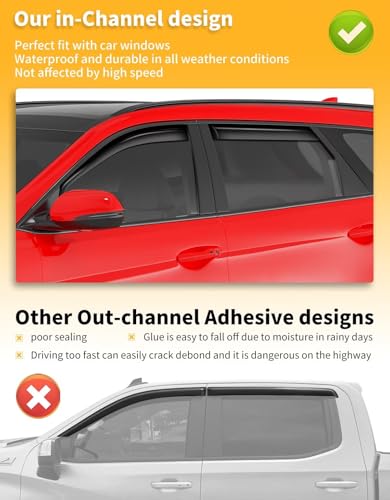 Window Visors Rain Guards for Hyundai Santa Fe 5 Seats 2019 (4 Count)