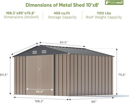10x8 FT Outdoor Storage Shed