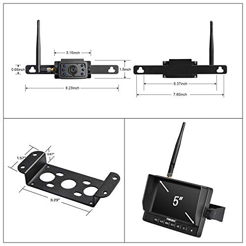 MC5111 5'' 720P HD Digital Wireless Backup Camera System 5'' LCD Rear View Monitor and IP69K Waterproof Reversing Built in DVR Kit for Trucks