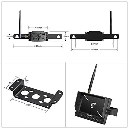 MC5111 5'' 720P HD Digital Wireless Backup Camera System 5'' LCD Rear View Monitor and IP69K Waterproof Reversing Built in DVR Kit for Trucks