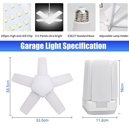5 Panel LED Garage Light 2 Pack